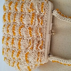 Vintage straw summer handbag, midcentury. Great cosplay accessory: think MadMen,